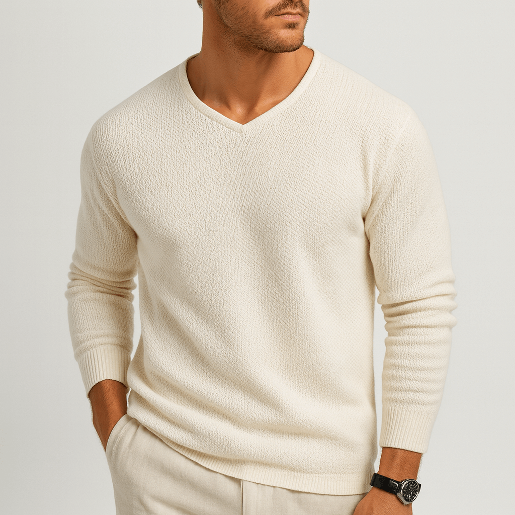 Soviska | Miękki dzianinowy sweter z prążkowanym kołnierzem