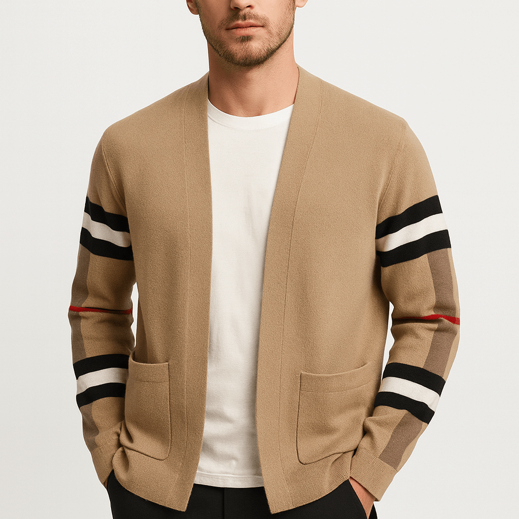 Soviska | Miękki kardigan w paski z bocznymi kieszeniami