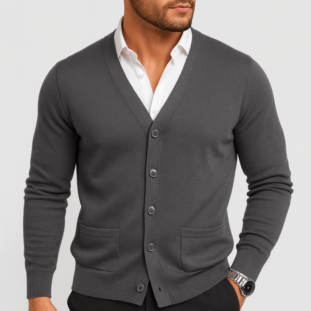 Soviska | Miękki, swobodny kardigan z dekoltem w serek i eleganckimi guzikami