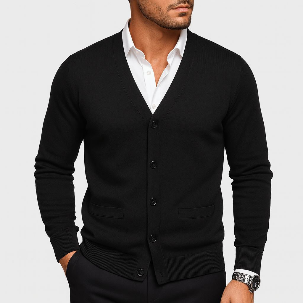 Soviska | Miękki, swobodny kardigan z dekoltem w serek i eleganckimi guzikami