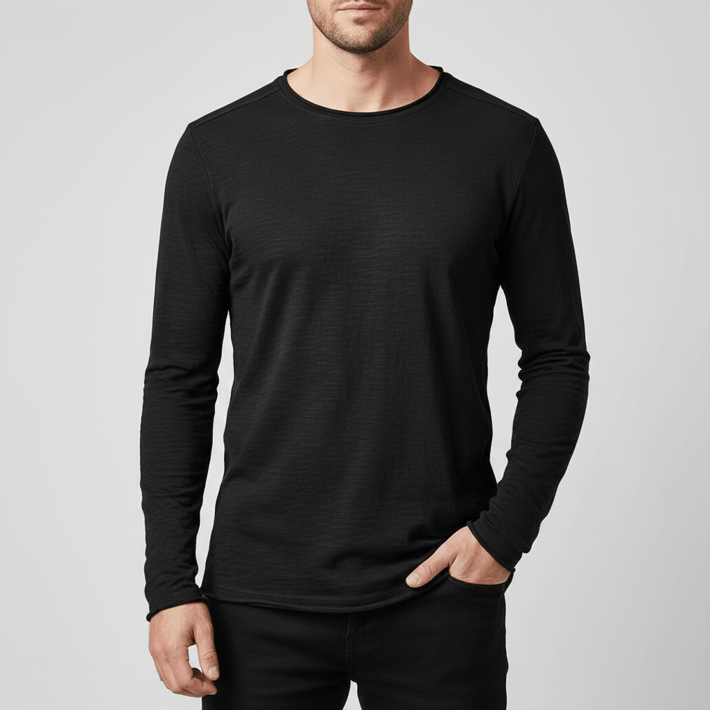 Soviska | Minimalistyczna bluzka z długim rękawem i okrągłym dekoltem