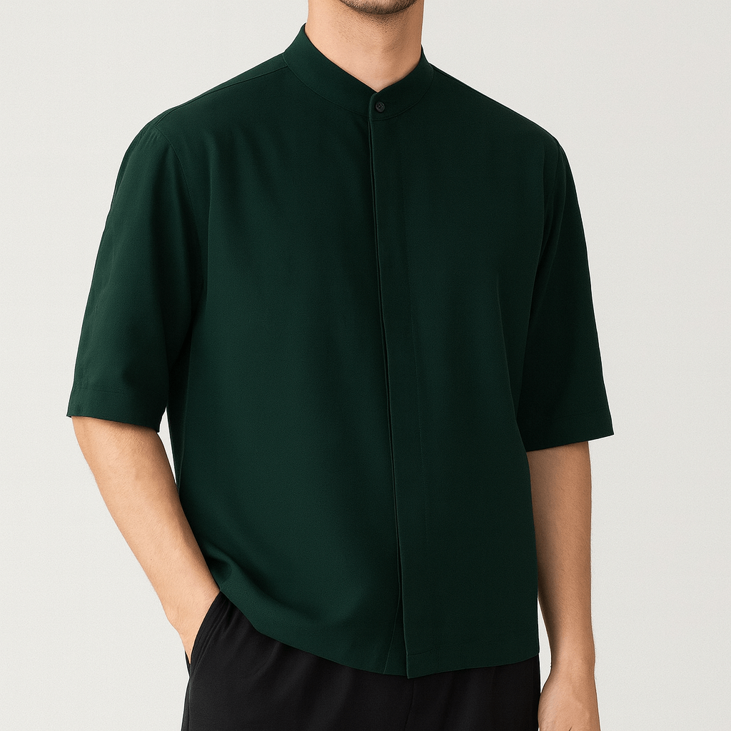 Soviska | Nowoczesna koszula z kołnierzem stójką