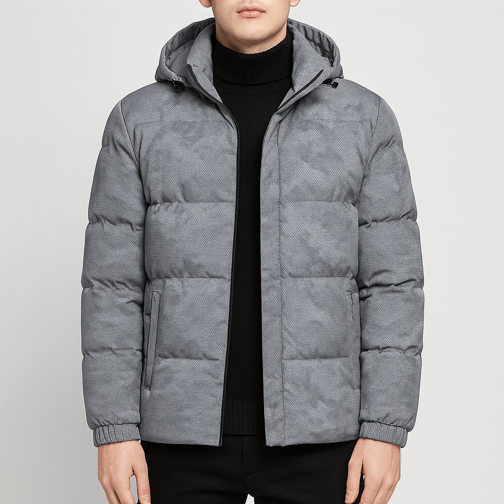 Soviska | Ocieplana kurtka puchowa z odpinanym kapturem w kamuflażu