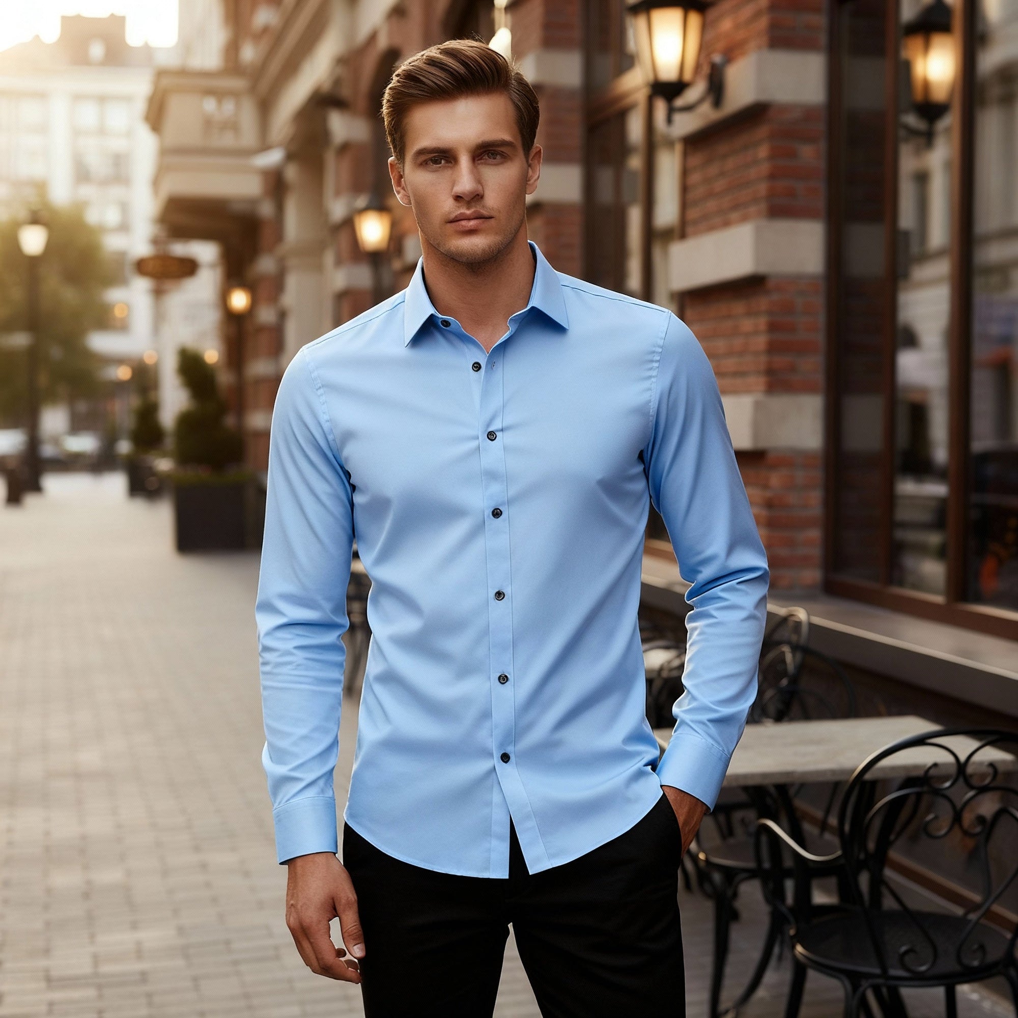 Soviska | Oddychająca koszula slim fit z długim rękawem