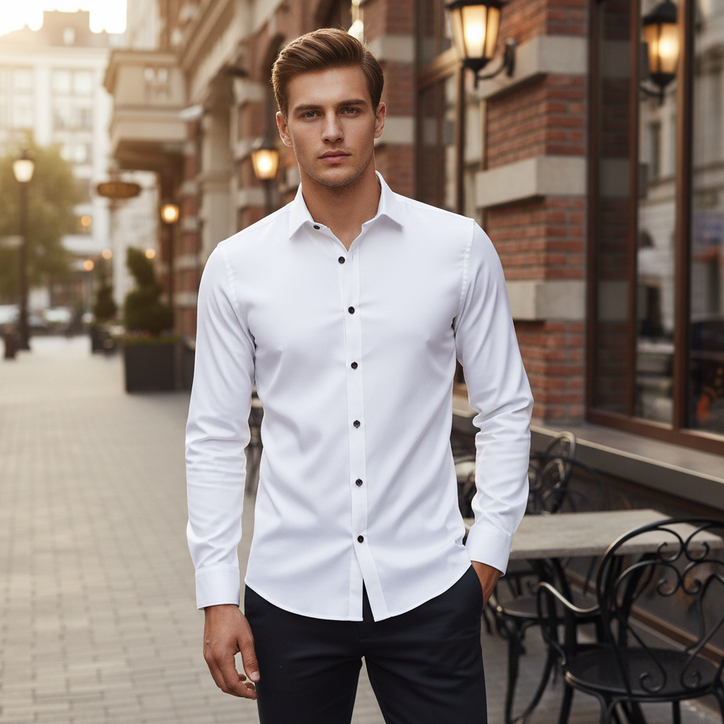 Soviska | Oddychająca koszula slim fit z długim rękawem