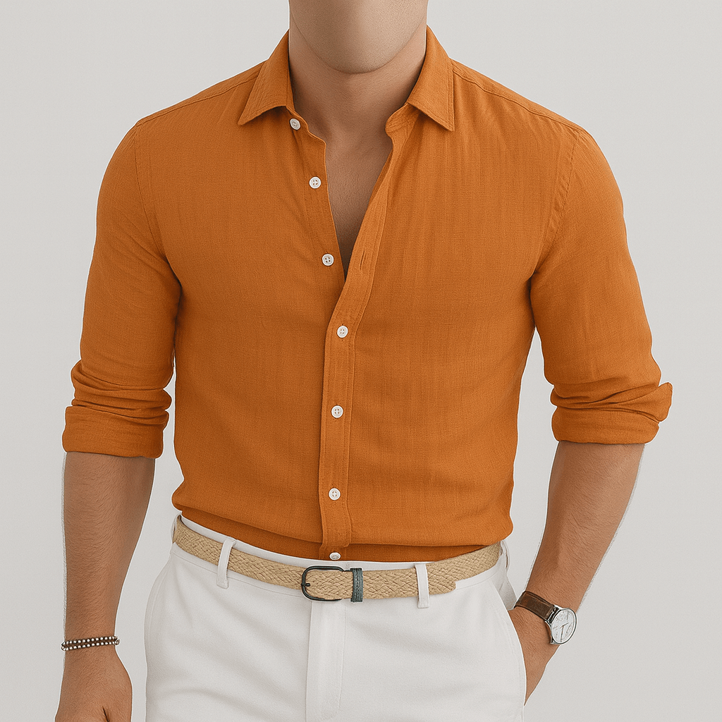 Soviska | Oddychająca lniana koszula z długim rękawem