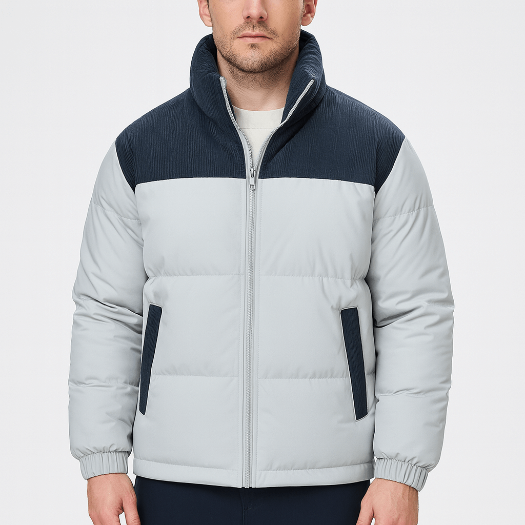 Soviska | Pikowana kurtka puchowa ze sztruksowym karczkiem