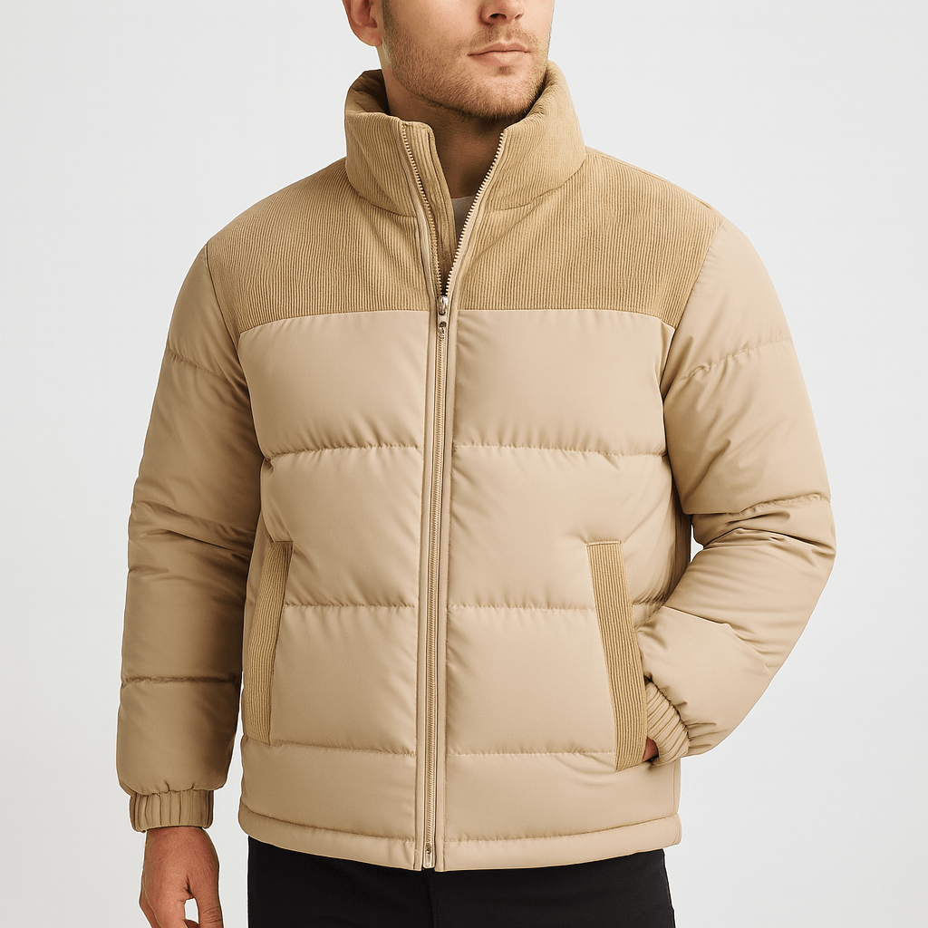 Soviska | Pikowana kurtka puchowa ze sztruksowym karczkiem