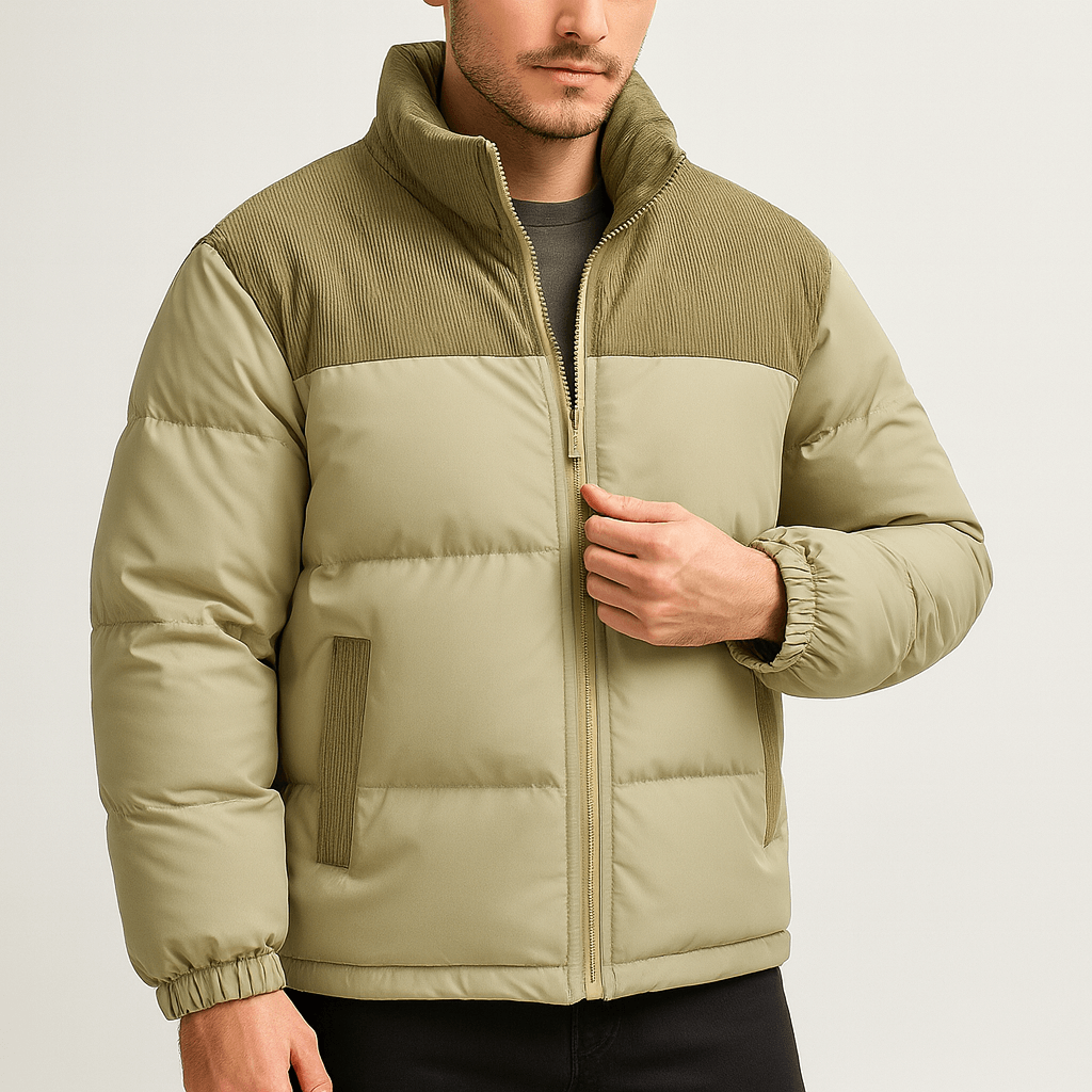 Soviska | Pikowana kurtka puchowa ze sztruksowym karczkiem