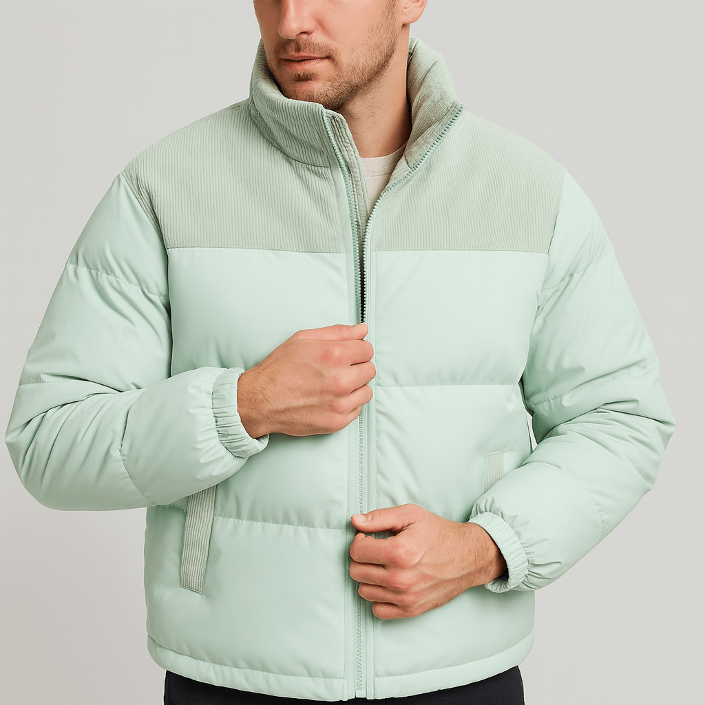 Soviska | Pikowana kurtka puchowa ze sztruksowym karczkiem