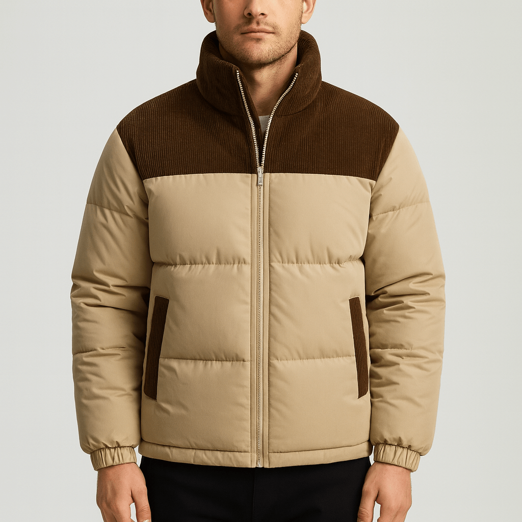 Soviska | Pikowana kurtka puchowa ze sztruksowym karczkiem