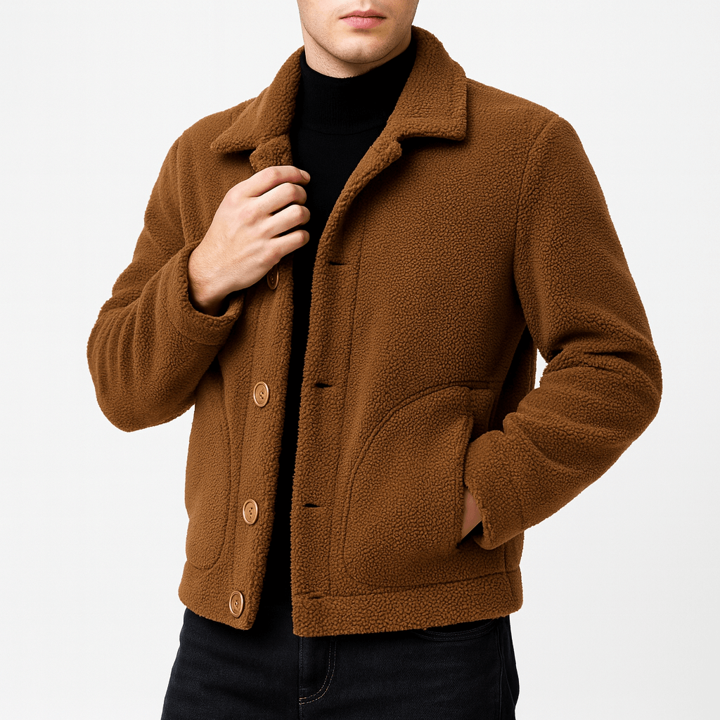 Soviska | Pluszowa kurtka futrzana z dużymi guzikami