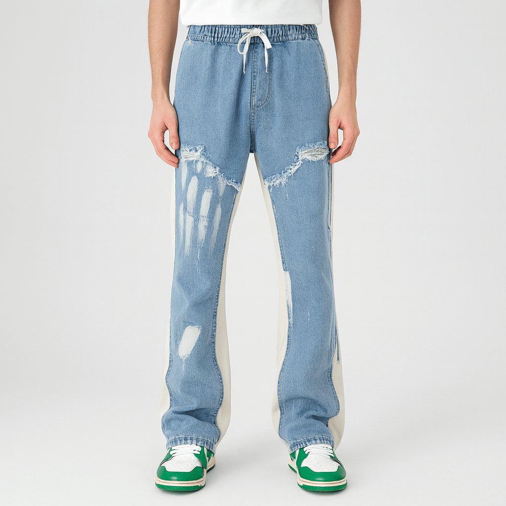 Soviska | Regulowany pas, rozkloszowane nogi, miękki dżins, relaksowane spodnie dżinsowe