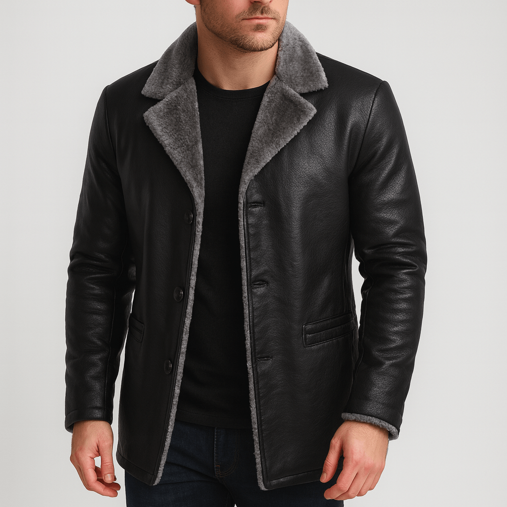 Soviska | Skórzana kurtka z futrzaną podszewką