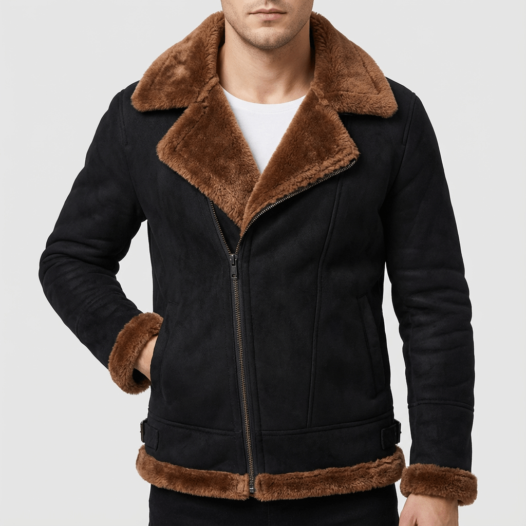 Soviska | Skórzana kurtka zimowa shearling z futrem