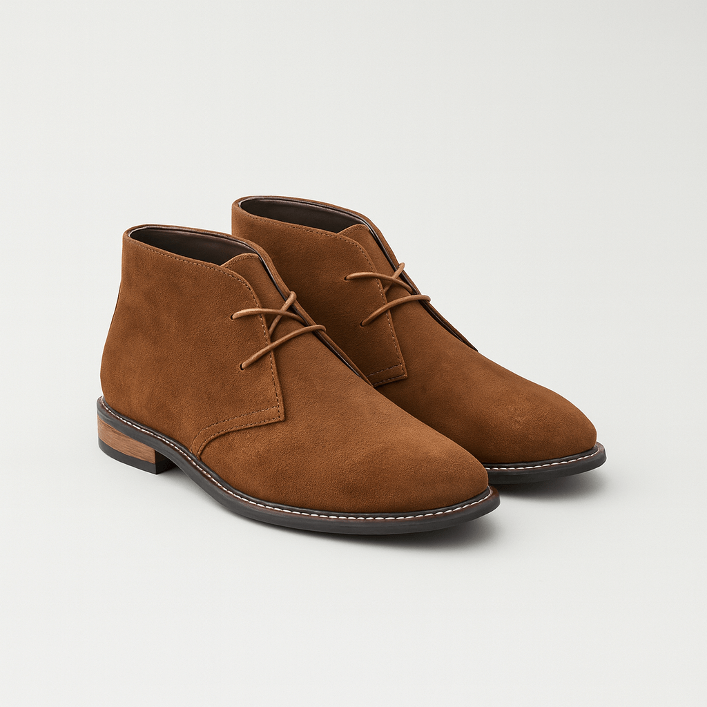 Soviska | Skórzane botki pustynne z gumową podeszwą