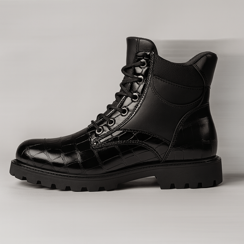 Soviska | Skórzane botki z fakturą krokodyla