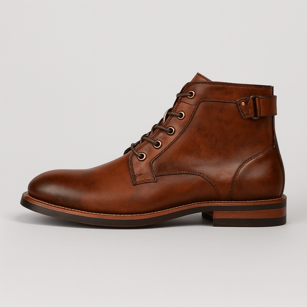 Soviska | Skórzane botki z koronkowym zapięciem