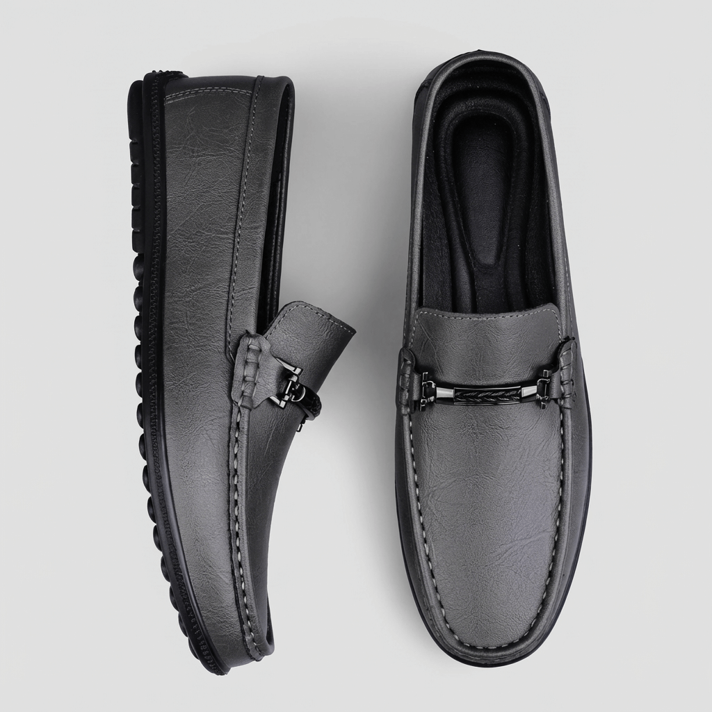 Soviska | Skórzane mokasyny z metalowym detalem