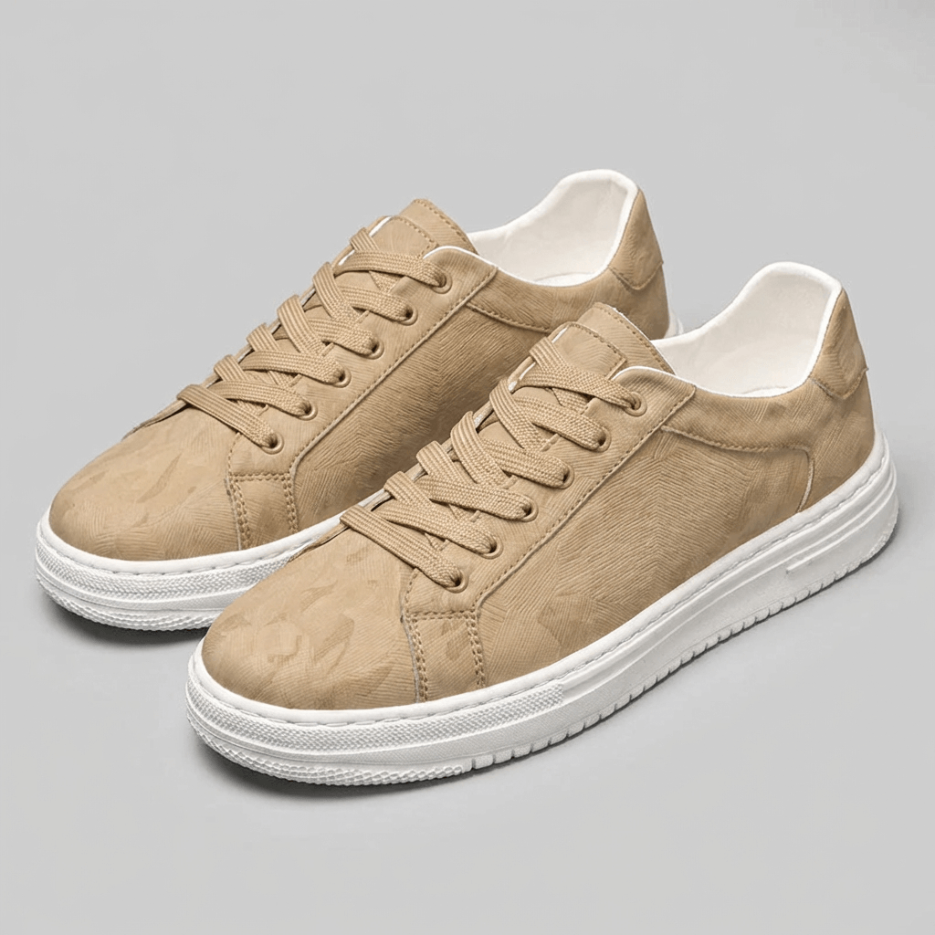 Soviska | Skórzane trampki z teksturowanym wzorem