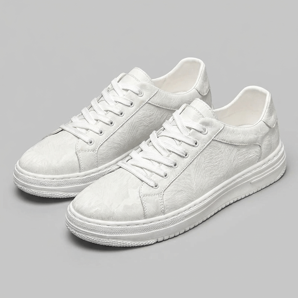 Soviska | Skórzane trampki z teksturowanym wzorem