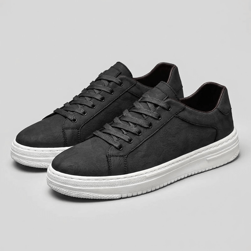 Soviska | Skórzane trampki z teksturowanym wzorem