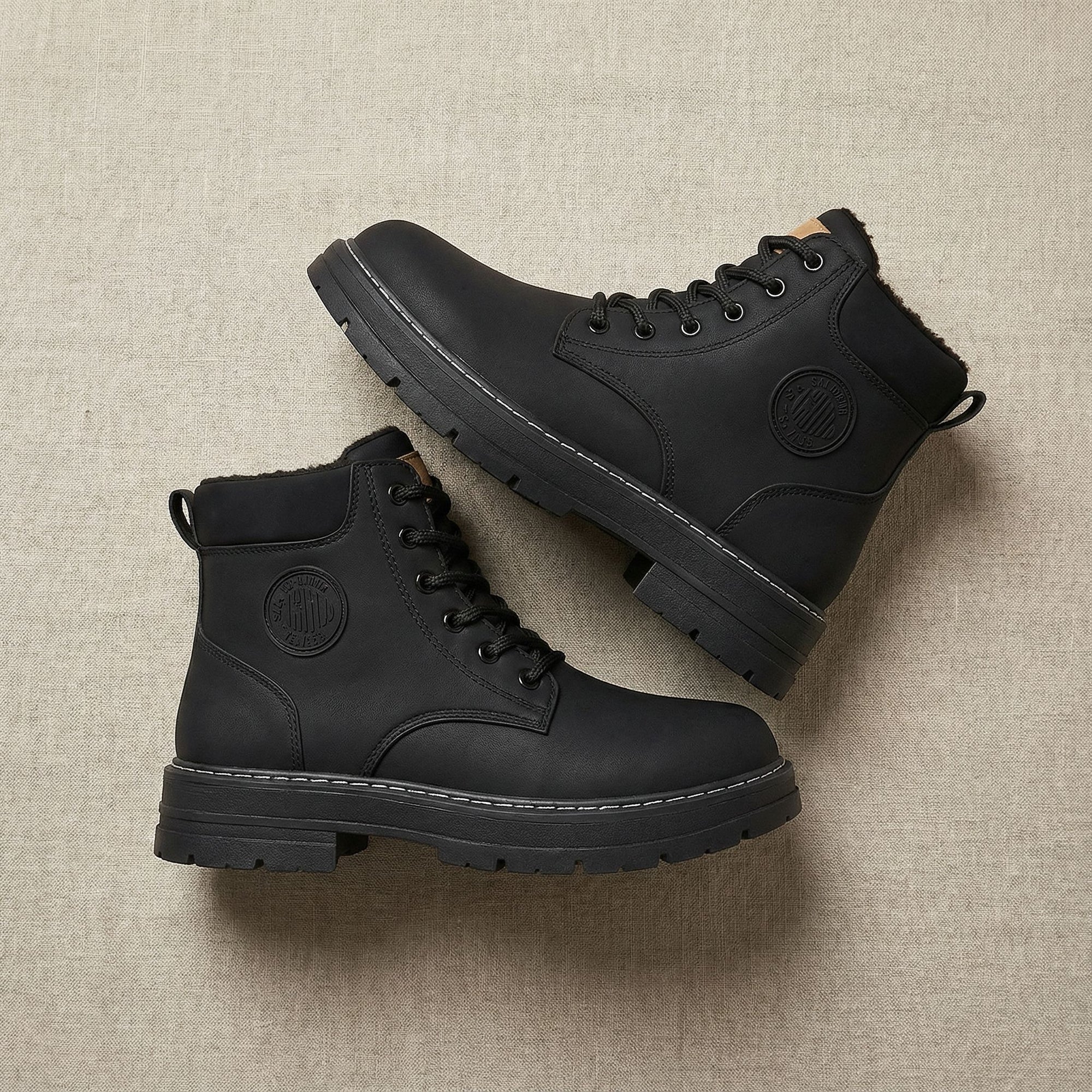 Soviska | Skórzane trapery zimowe z ociepleniem