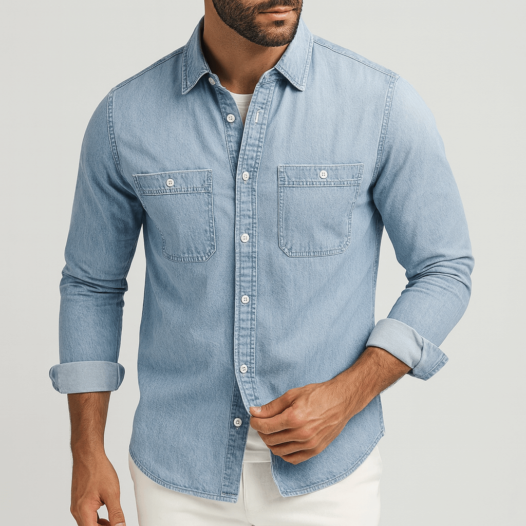 Soviska | Slim fit ekologiczna dżinsowa koszula