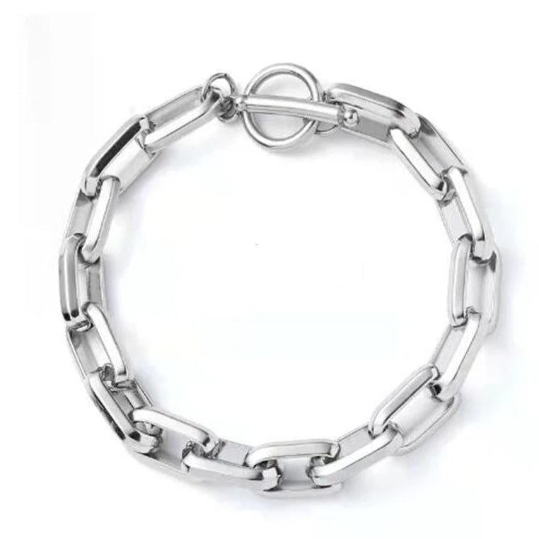 Soviska | Stylowa bransoletka ze stali z łańcuszkiem