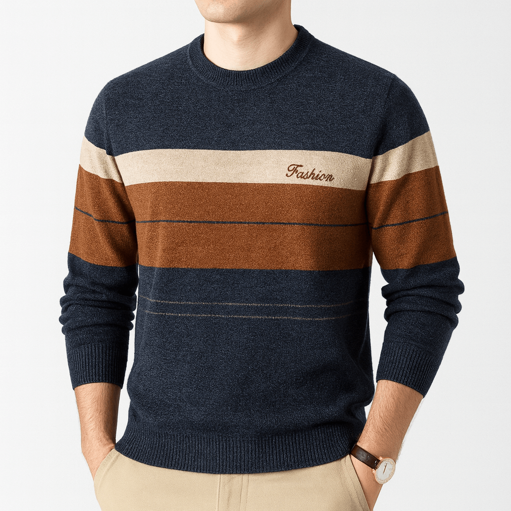 Soviska | Stylowy sweter w paski z okrągłym dekoltem