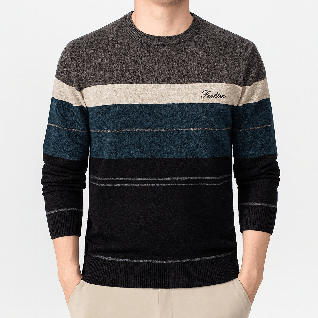 Soviska | Stylowy sweter w paski z okrągłym dekoltem