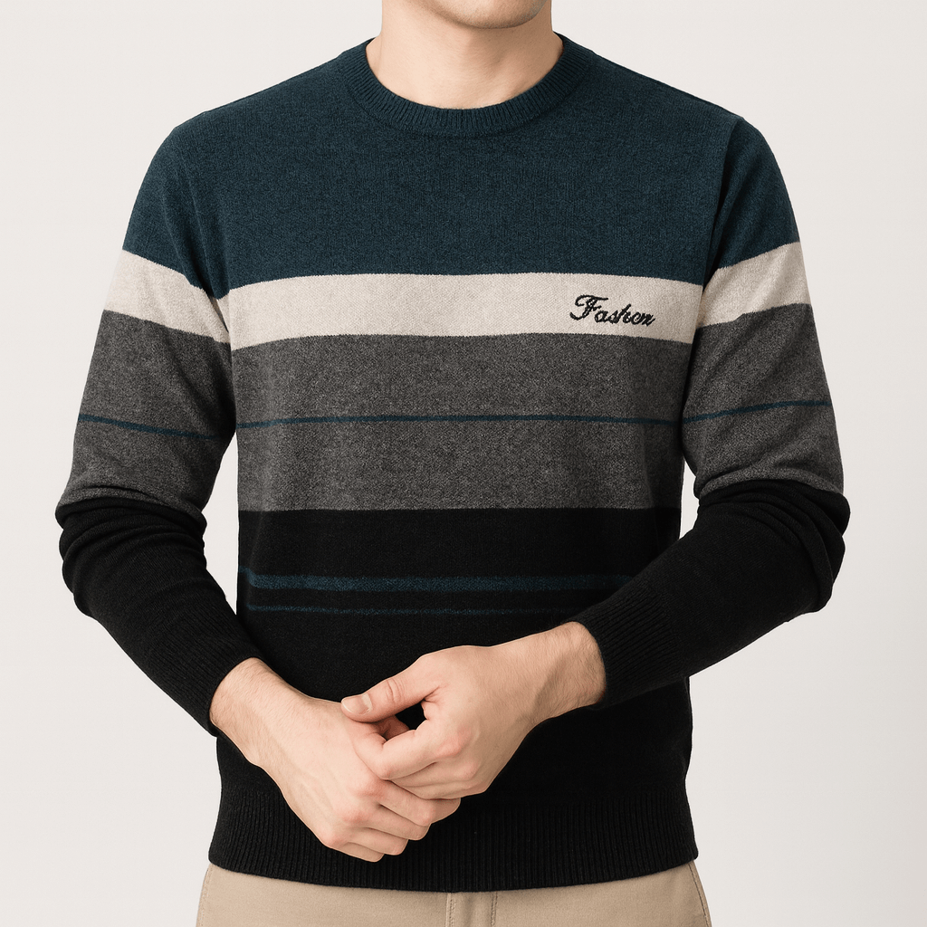 Soviska | Stylowy sweter w paski z okrągłym dekoltem