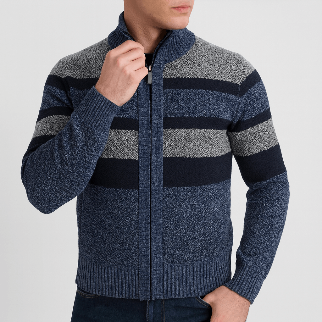 Soviska | Stylowy sweter w paski z zamkiem