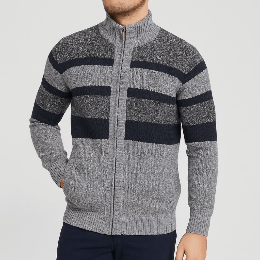 Soviska | Stylowy sweter w paski z zamkiem