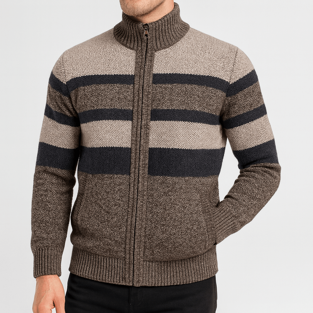 Soviska | Stylowy sweter w paski z zamkiem