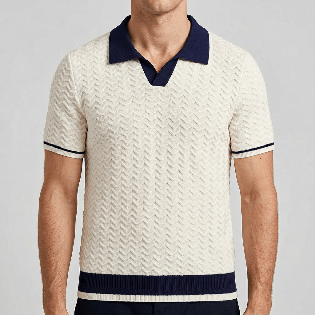 Soviska | Teksturowana koszulka polo z oddychającego materiału