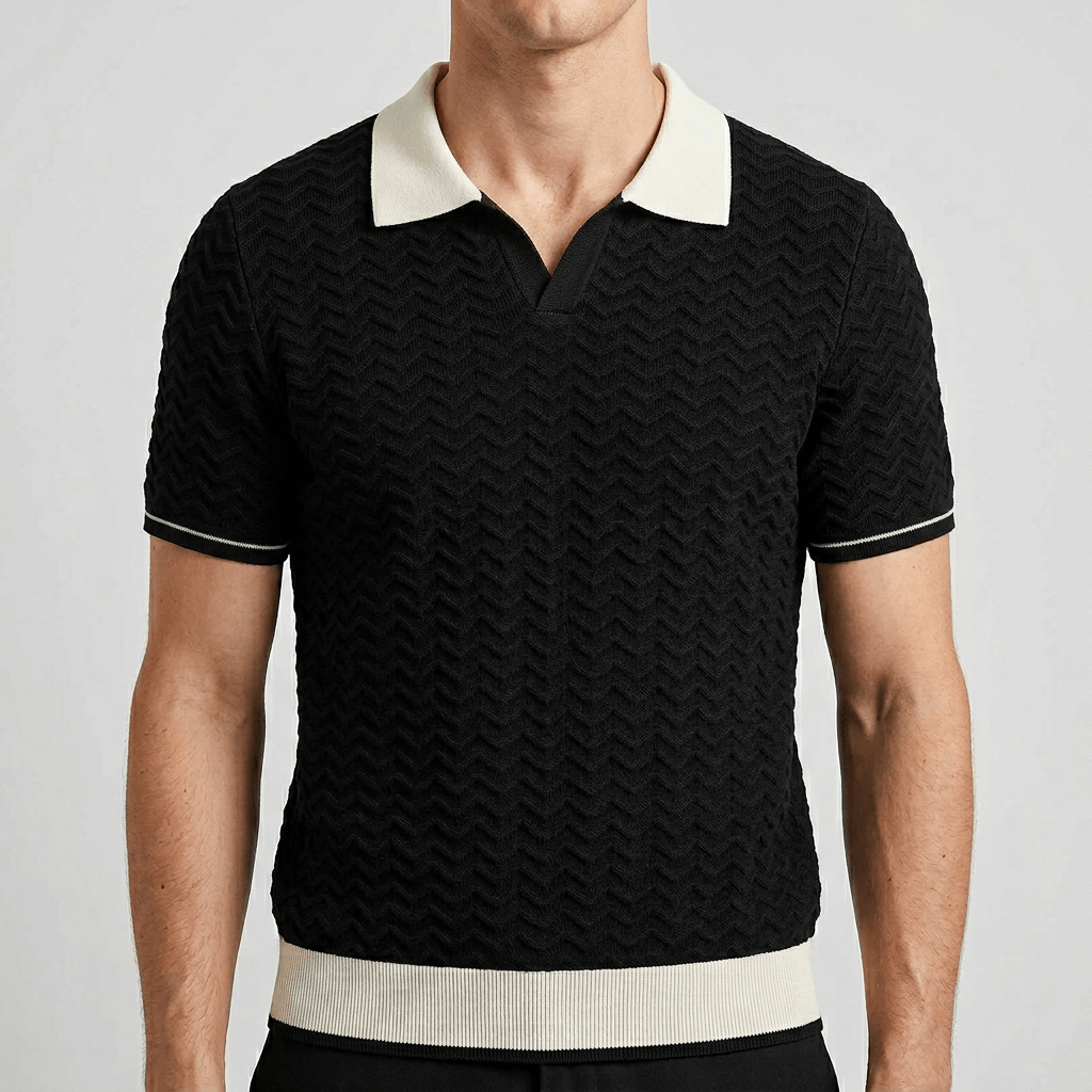 Soviska | Teksturowana koszulka polo z oddychającego materiału