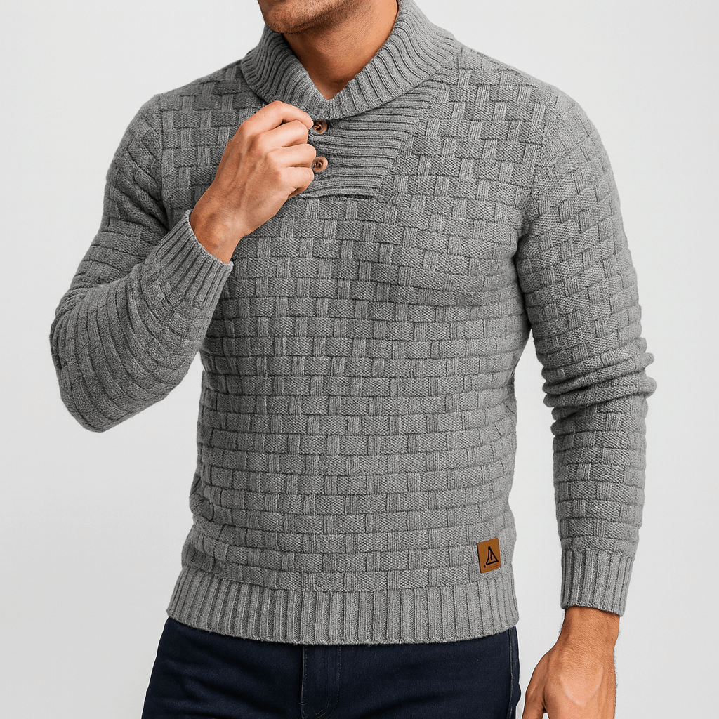 Soviska | Teksturowany sweter z szalowym kołnierzem