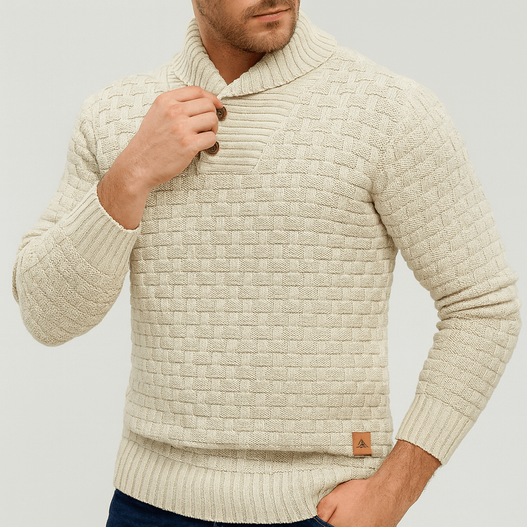 Soviska | Teksturowany sweter z szalowym kołnierzem