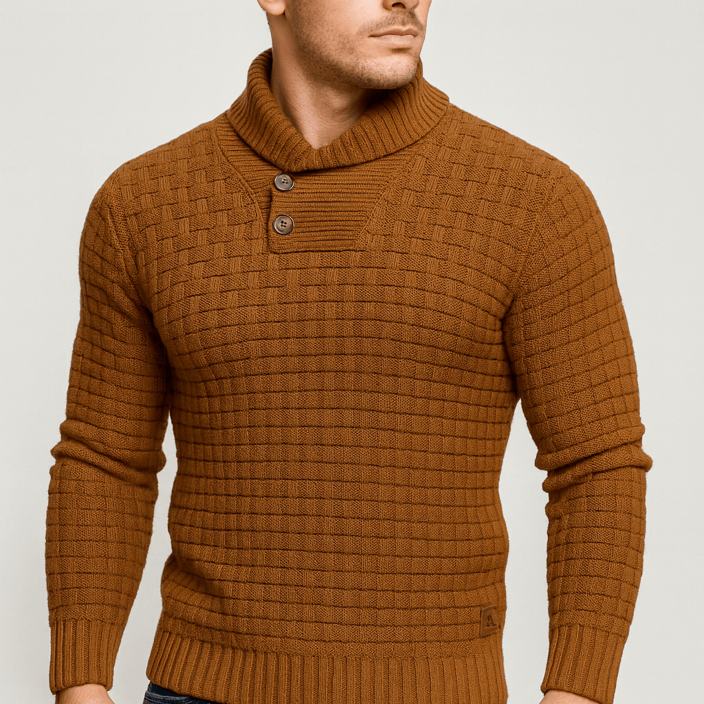 Soviska | Teksturowany sweter z szalowym kołnierzem