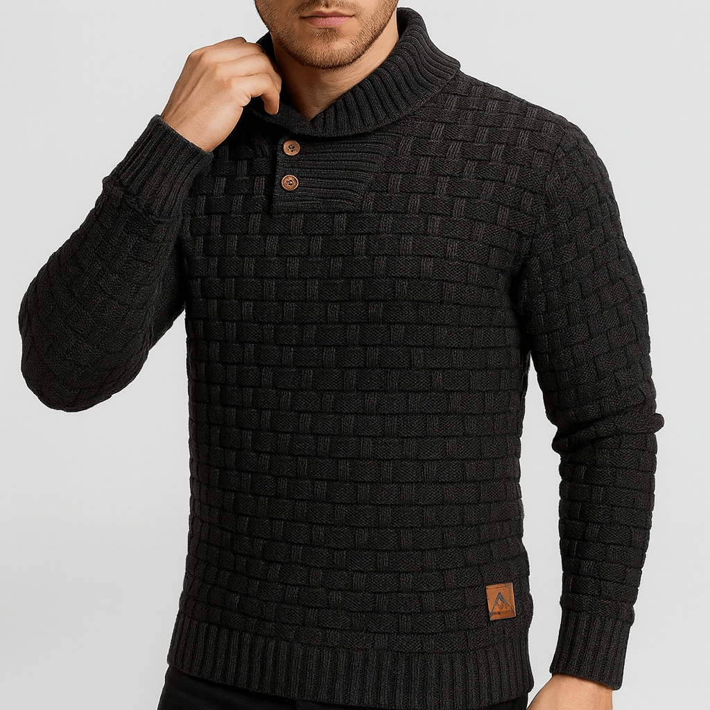 Soviska | Teksturowany sweter z szalowym kołnierzem