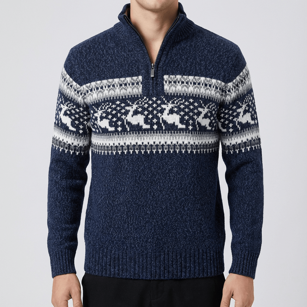 Soviska | Tradycyjny wzór swetra z kołnierzem na zamek