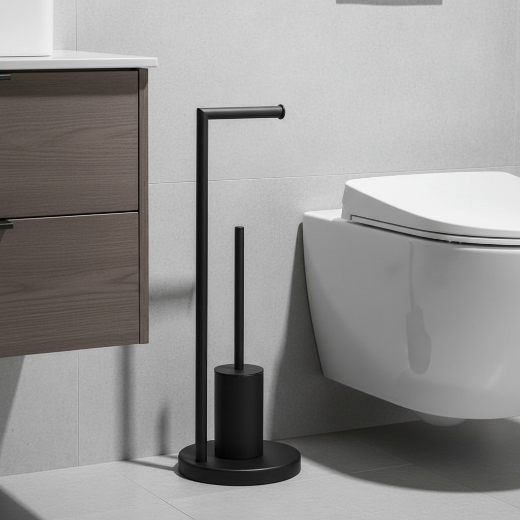 Soviska | Uchwyt na papier toaletowy ze szczotką do WC