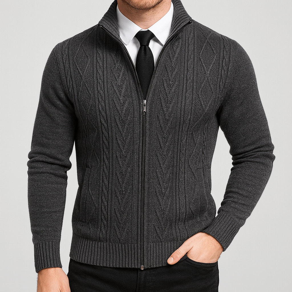 Soviska | Warkoczowy kardigan wełniany z zamkiem