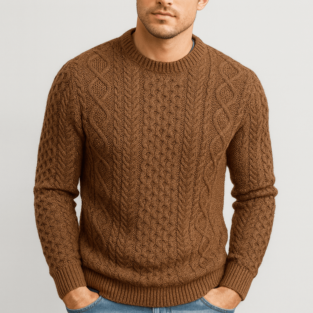 Soviska | Warkoczowy sweter pulowerowy z prążkowanym wykończeniem