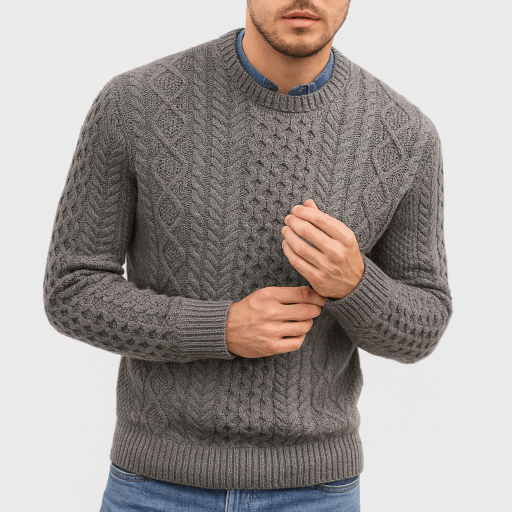 Soviska | Warkoczowy sweter pulowerowy z prążkowanym wykończeniem