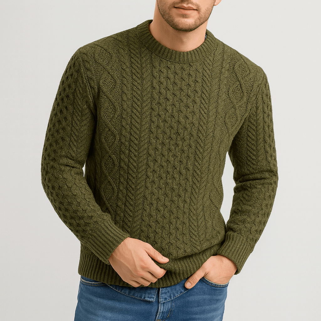 Soviska | Warkoczowy sweter pulowerowy z prążkowanym wykończeniem