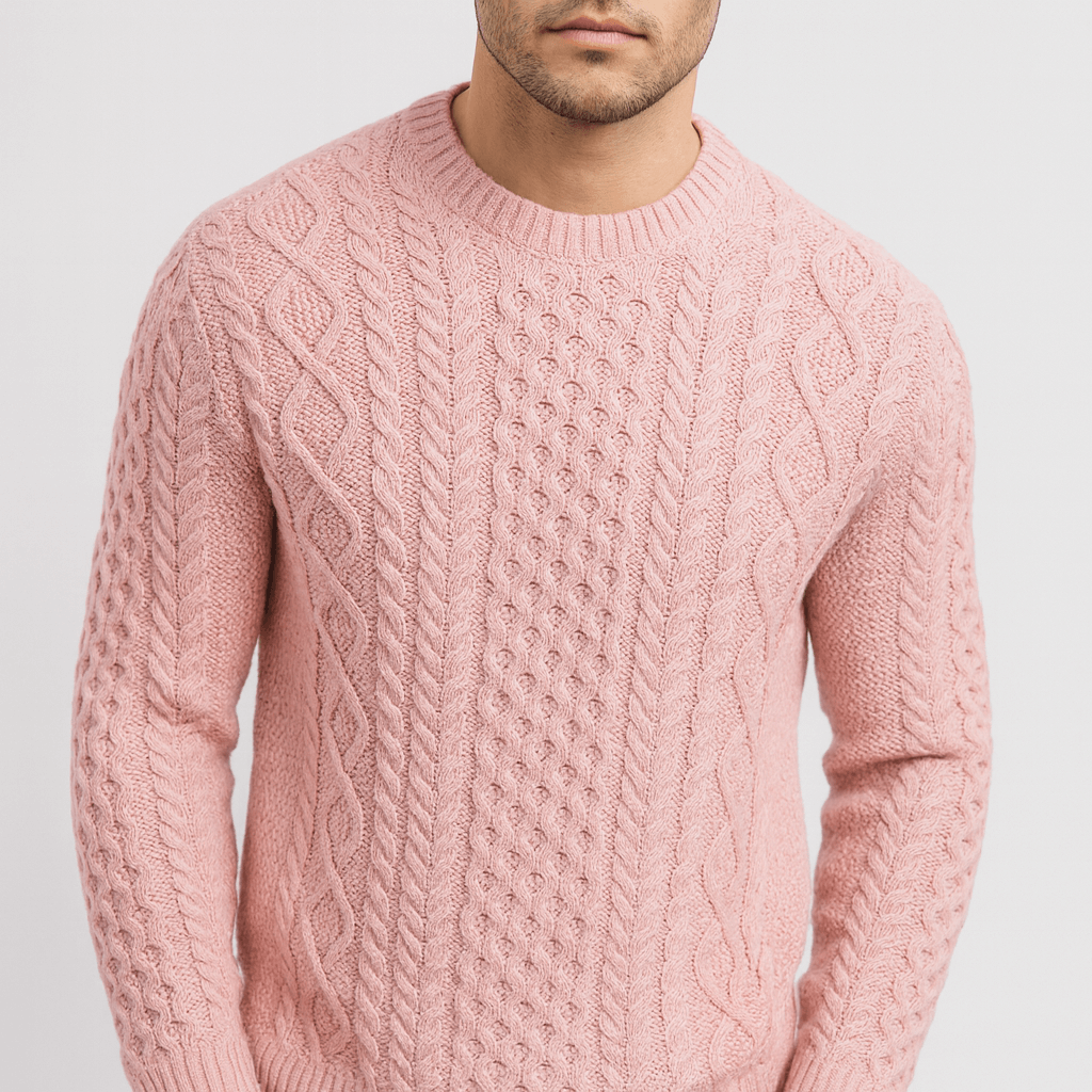 Soviska | Warkoczowy sweter pulowerowy z prążkowanym wykończeniem