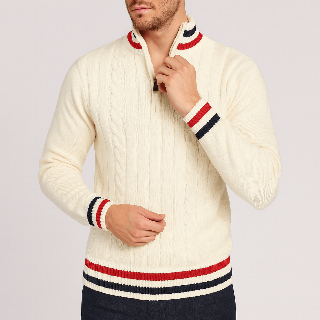 Soviska | Warkoczowy sweter z kołnierzem