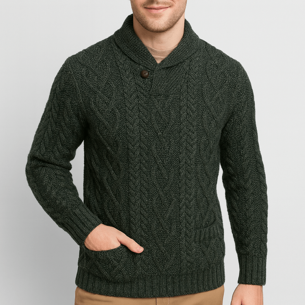 Soviska | Warkoczowy sweter z szalowym kołnierzem